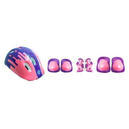 Kit Proteção e capacete Infantil Completo 7 peças -Rosa e Lilas