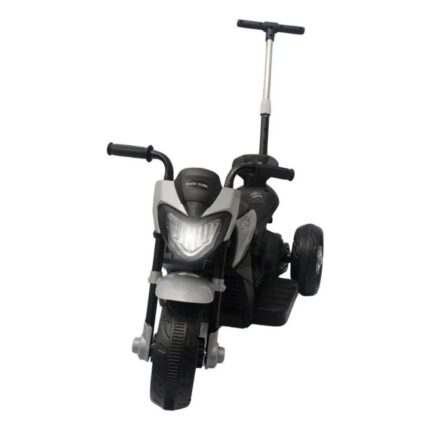 Mini Moto Elétrica Esportiva Cinza 12V Infantil com Bateria Recarregável e Rodas Largas para Crianças