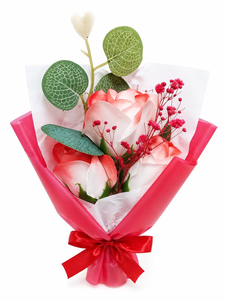Buquê Decorativo Com Rosa Artificial 24cm - Vermelha - Imagem 2