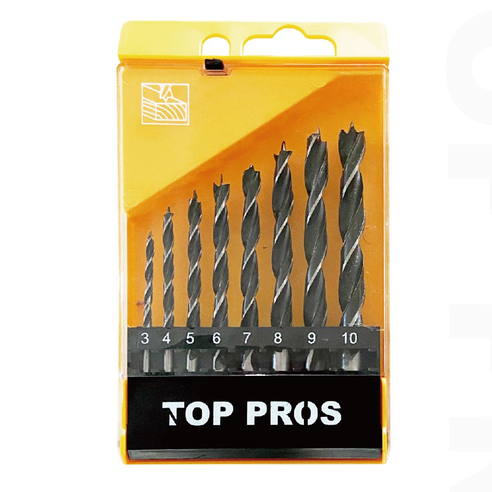 Jogo de Brocas para Madeira 8 Peças Aço Rápido HSS Kit Completo 3 a 10 mm