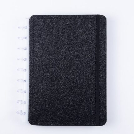 Caderno Shine Preto Médio M Capa Dura Disco Reposicionável Disko