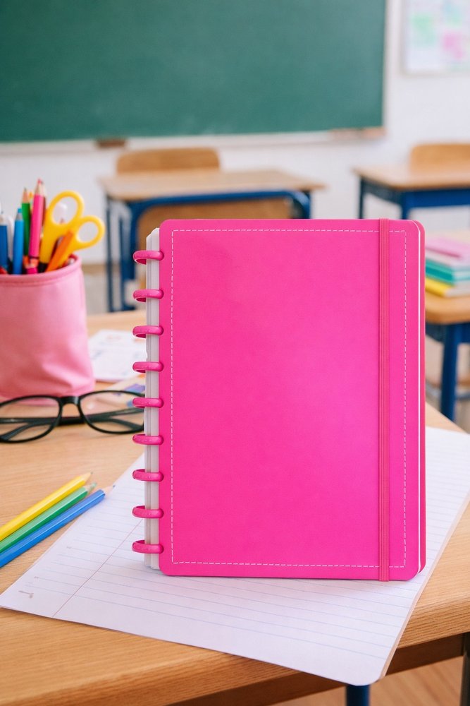 Caderno Inteligente Disco Médio M 60 Folhas Reposicionáveis Capa Dura Rosa Elástico Disko - Imagem 3