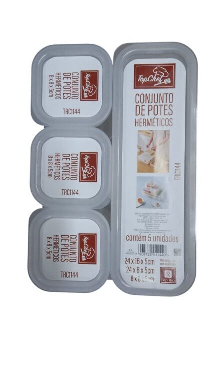 Conjunto 5 Potes Herméticos de Plástico com Tampa Vedação Perfeita Cozinha Organizador