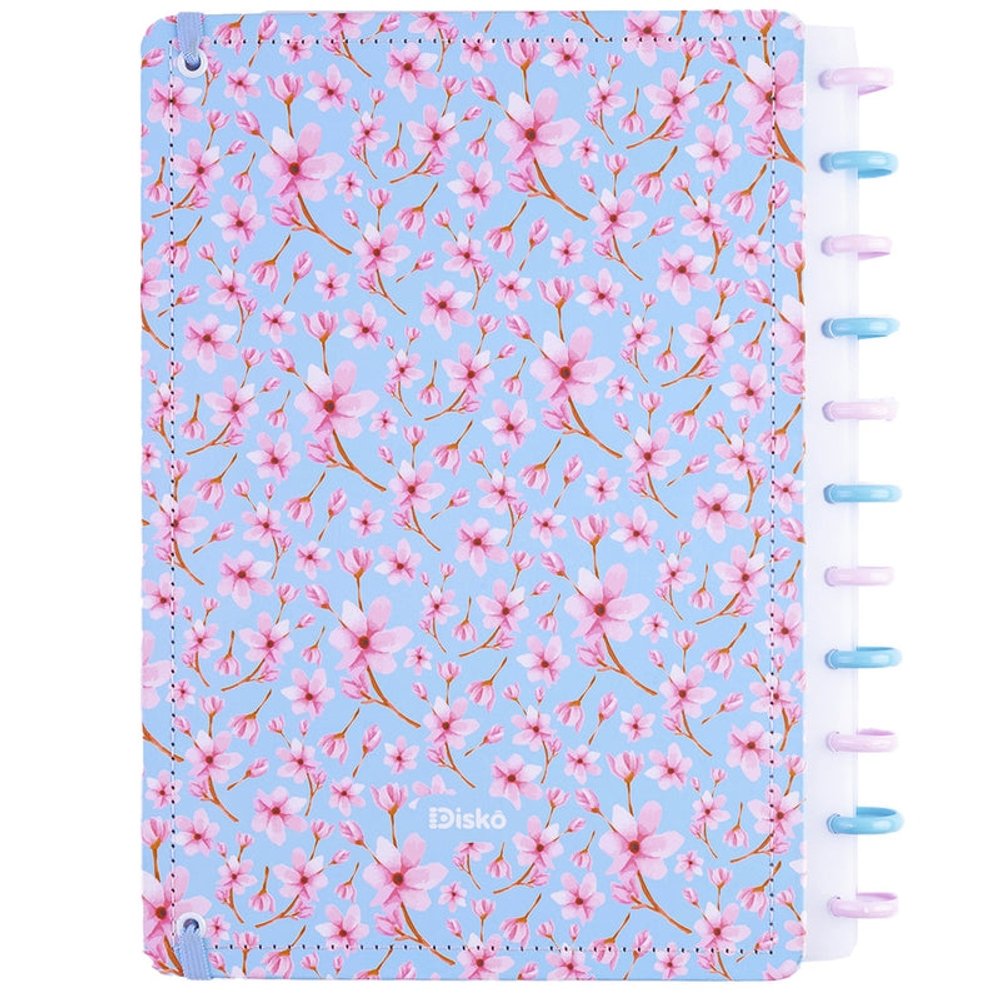 Caderno Disko Cerejeira Grande G Capa Dura Disco Reposicionável Floral - Imagem 2