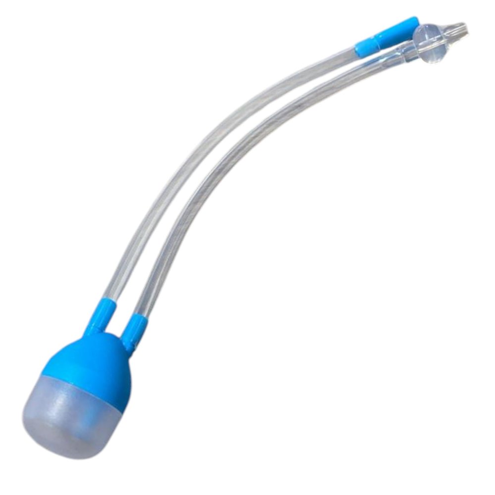Aspirador Nasal Infantil Sucção Manual Azul para Bebê Menino Higiene Nasal Seguro e Prático - Imagem 2