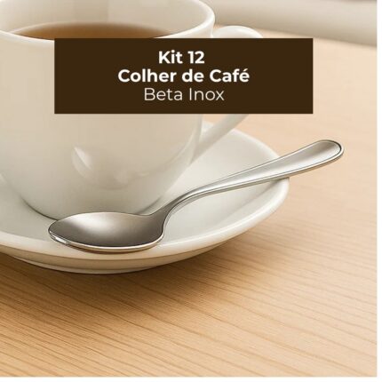 Kit 12 Colher de Café Beta Inox Aço Inoxidável Cabo Longo Para Chá Sobremesa