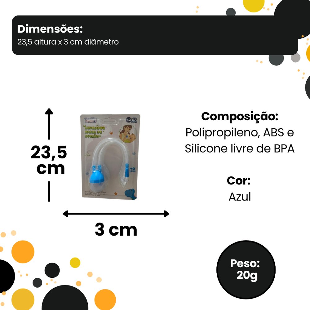 Aspirador Nasal Infantil Sucção Manual Azul para Bebê Menino Higiene Nasal Seguro e Prático - Imagem 3