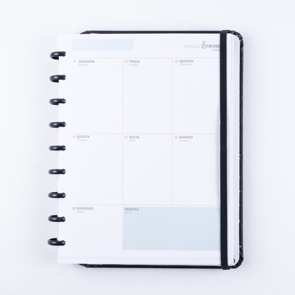 Caderno Capa Dura Couro Black Disco Reposicionável Médio M - Imagem 3