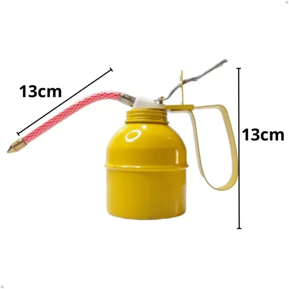 Almotolia Bomba de Óleo Manual 300ml Amarela Transparente para Lubrificação Automotiva e Industrial