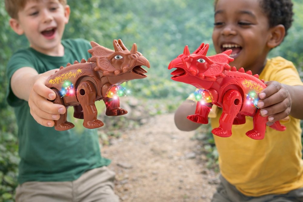 Dinossauro Luminoso Brinquedo Anda Luz Som Movimento - Imagem 2