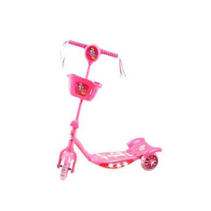 Patinete Infantil 3 Rodas Dobrável com Luz e Som Rosa para Crianças Até 8 Anos Seguro e Resistente