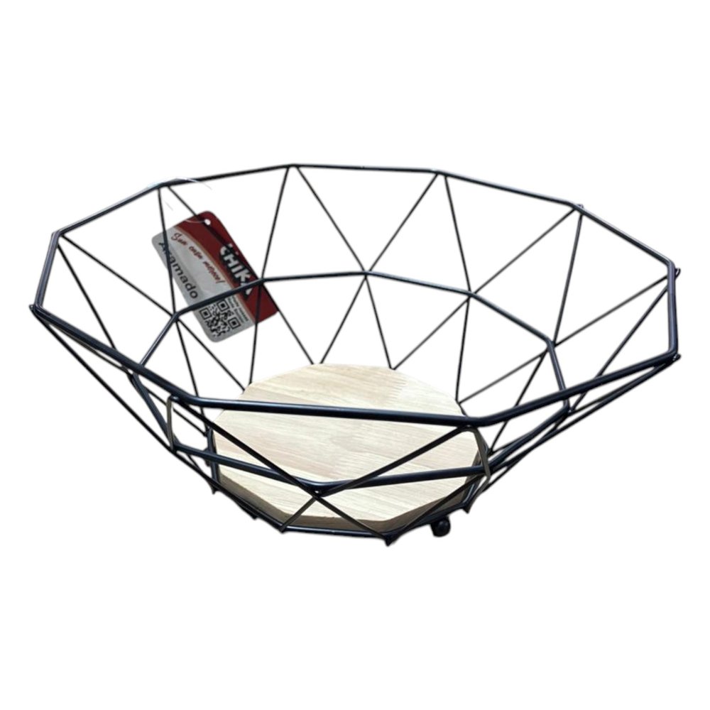 Fruteira Diamond Ecowood Preta 3 Andares Madeira Eco Friendly Organizador Cozinha