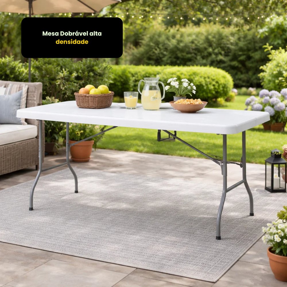 Mesa Dobrável 120x60cm Alta Densidade Reforçada para Escritório e Área Externa - Imagem 7