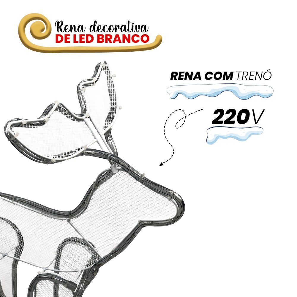 Armação de Rena com Trenó Natalina LED 220V Decoração Natal Luzes Pisca Pisca - Imagem 5
