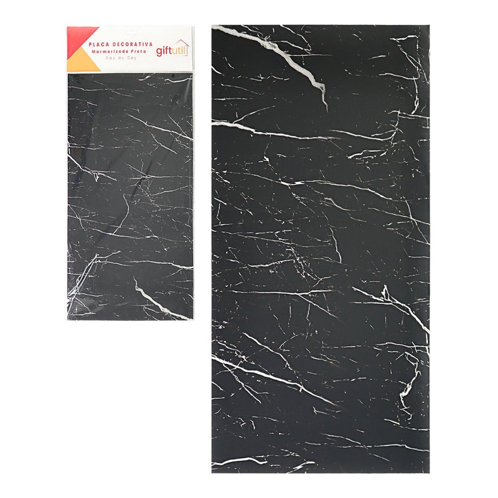Placa Decorativa Papel de Parede Marmorizada Preta - Imagem 3