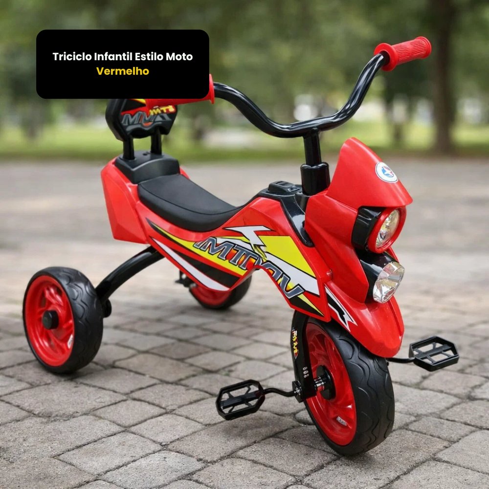 Triciclo Infantil Estilo Moto - Vermelho - Imagem 6