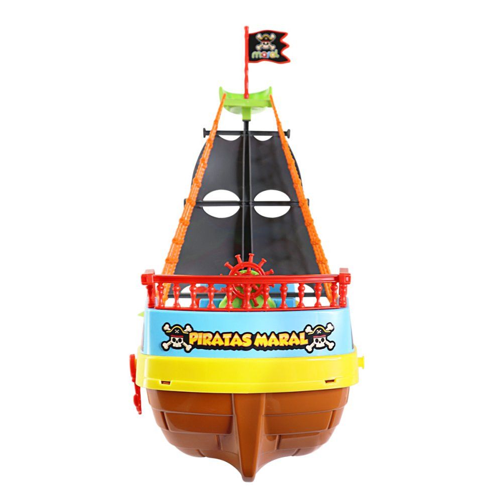 Barco Pirata Infantil com Rodinhas Brinquedo de Madeira para Crianças Decoração Quarto - Imagem 2