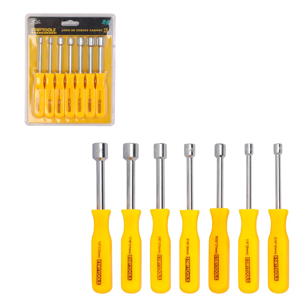 Jogo com 7 Chaves Canhão 70mm Aço Carbono Kit Ferramentas Mecânico Profissional - Imagem 6