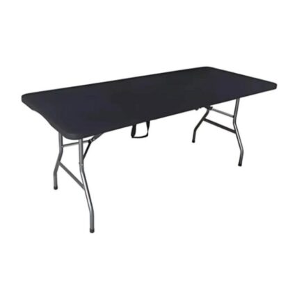 Mesa Dobrável Camping 180cm Preta - Portátil, Resistente, Alumínio Dobrável para Lazer