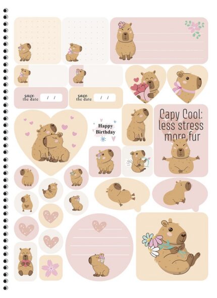 Caderno Universitário Espiral 1 Matéria Capivara 80 Folhas Sortido Capa Dura 20x27cm