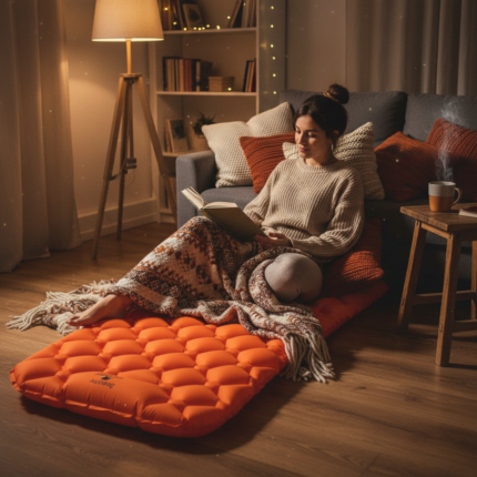 Colchão Inflável Orok Azteq Laranja 1,90mx90cm Inflável para Camping e Praia Resistente e Compacto