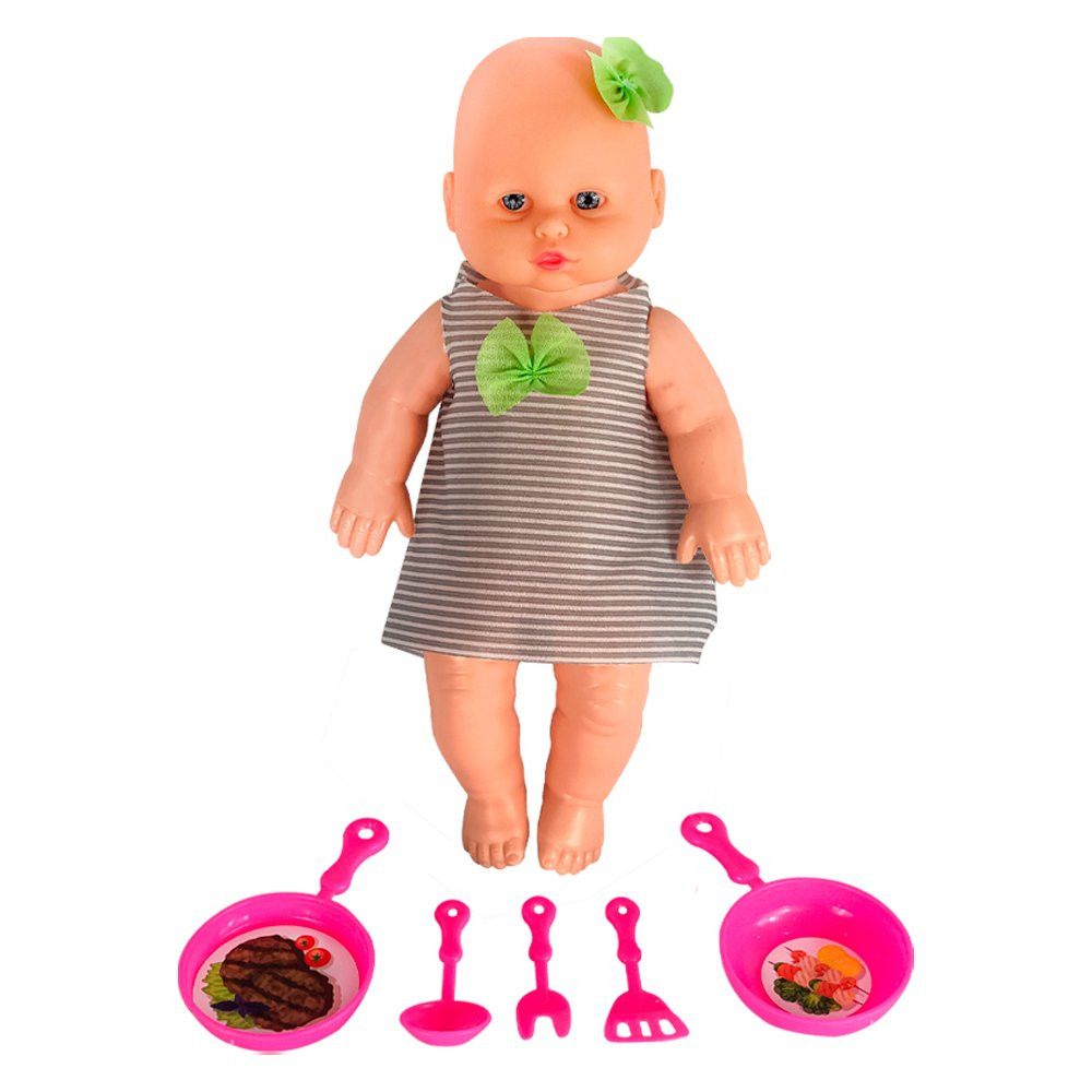 Boneca Babidu Papinha com Acessórios Cozinha Infantil Brinquedo Didático 30cm - Imagem 3