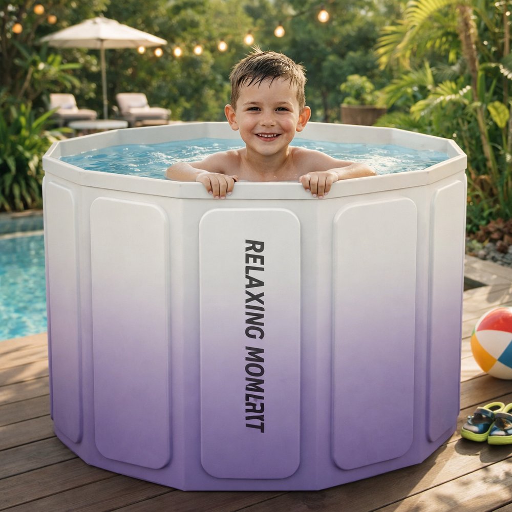 Banheira Dobrável de PVC para Bebê 50L Compacta Portátil Resistente Sortida Colorida - Imagem 3