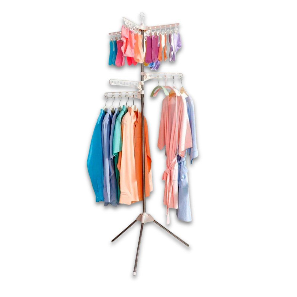 Cabideiro Articulado com Braços Giratórios Branco 6 Braços Suporte Roupas Organizador - Imagem 6