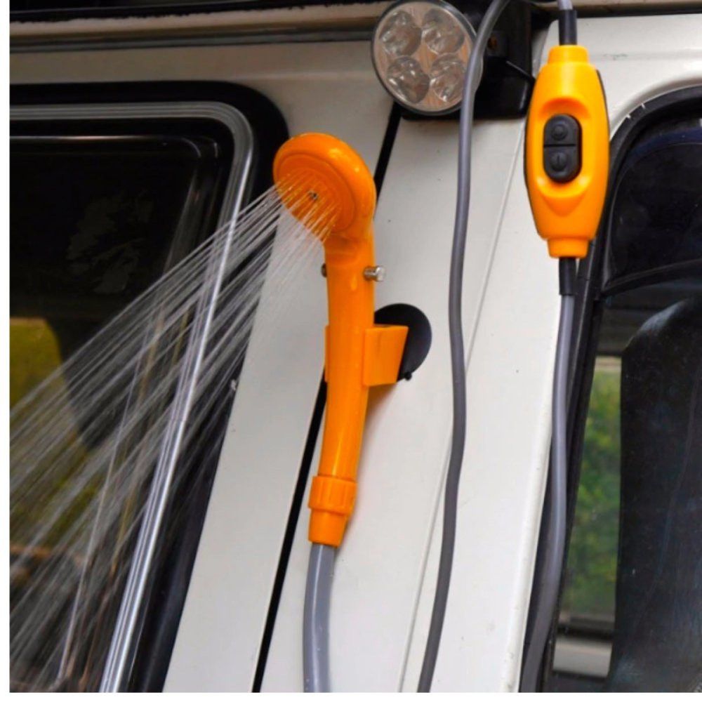 Chuveiro Portátil para Camping 12V Laranja com Acendedor de Carro Bomba Elétrica Automotiva - Imagem 13