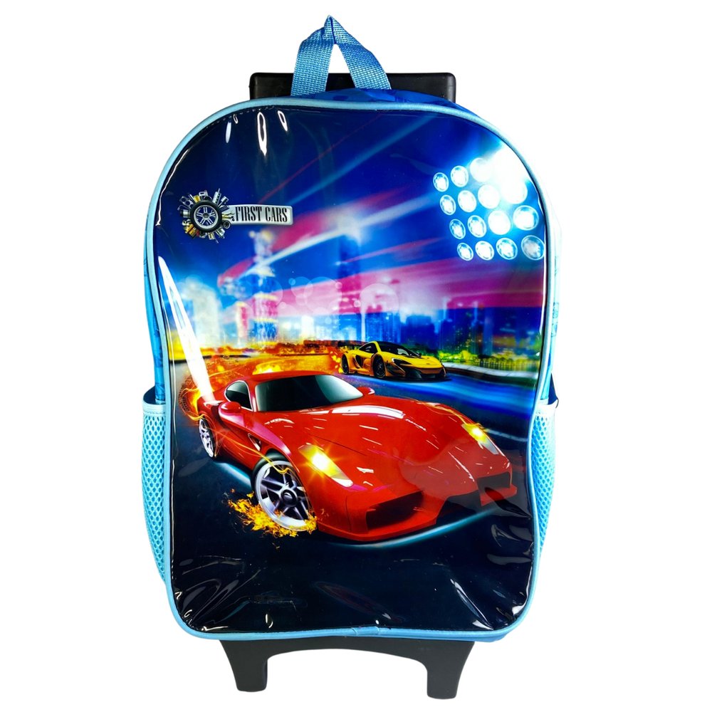 Mochila Infantil de Rodinhas Carros Sortida Resistente Escolar Masculina Grande - Imagem 3