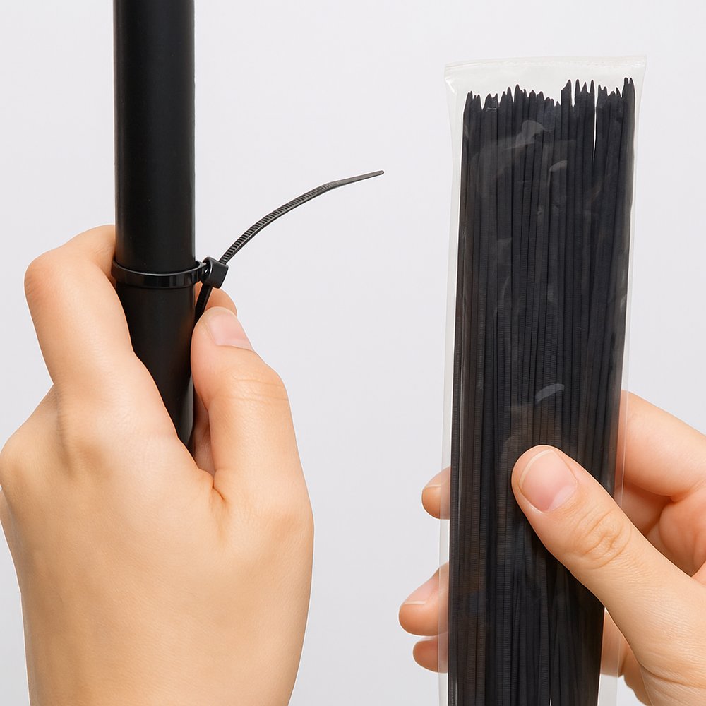 Abraçadeira de Nylon 40cm x 4,8mm 50 Unidades Preta resistente para fixação e organização - Imagem 5