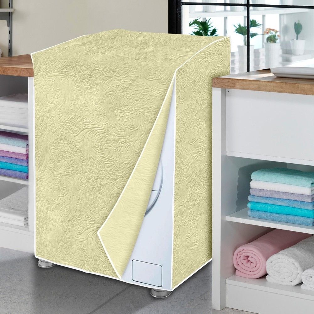 Capa Máquina de Lavar Flanelada Bege Perolizada GG Antipó Proteção Resistência - Imagem 2