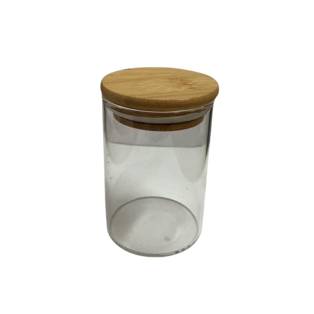 Pote de Hermetico Vidro Borossilicato Liso com Tampa de Bambu 200ml - Imagem 2