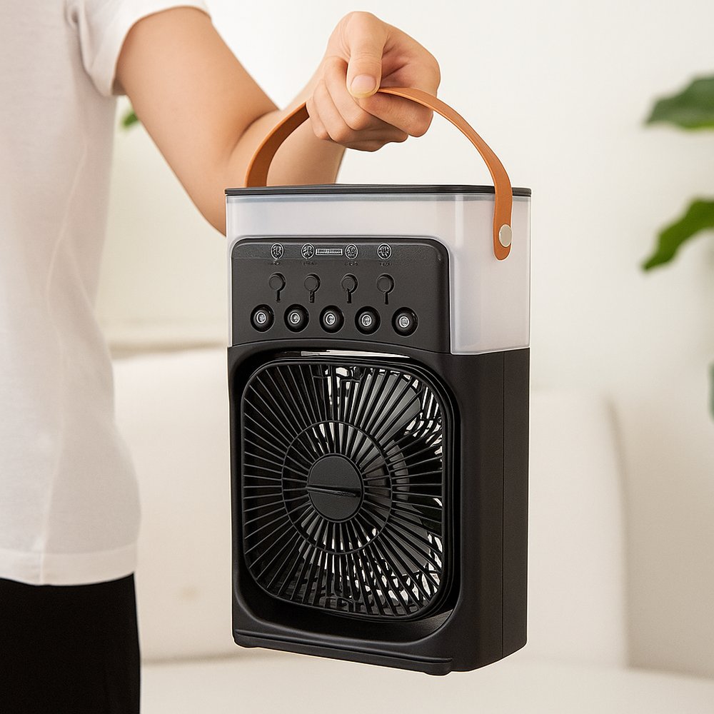 Climatizador e Ventilador Portátil 10W Bivolt LED Preto Compacto e Silencioso - Imagem 5