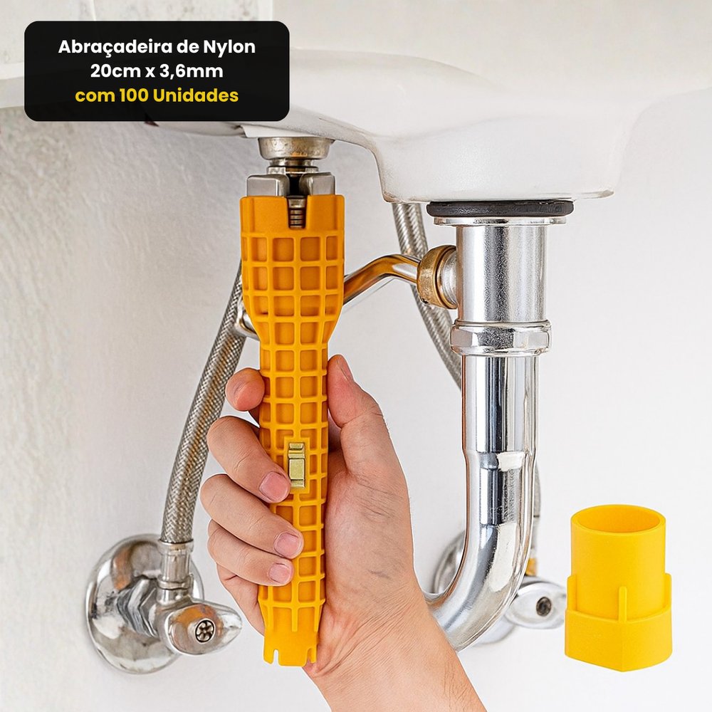 Chave Hidráulica Multiuso 5 Peças Amarela Ajustável para Torneira e Canos Resistentes - Imagem 5