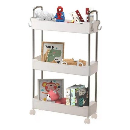Prateleira Multiuso 3 Andares com Rodinhas Branco 80x40x90cm Organizador Espaçoso Durável
