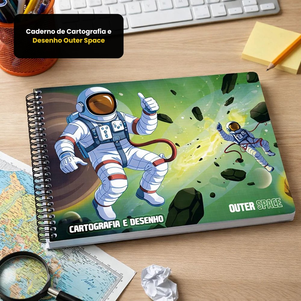 Caderno de Cartografia e Desenho Outer Space Capa Dura 96 Folhas Papel Offset 75g 21x29,7cm - Imagem 3