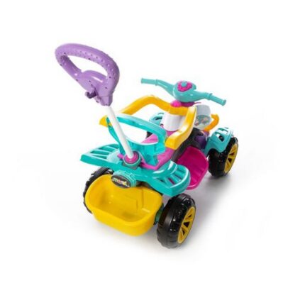 Carrinho de Passeio Infantil Quadriciclo Haste Pedal Rosa Menina Até 3 Anos