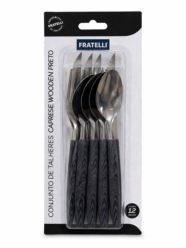 Conjunto talheres 12 peças de inox / Preta - Imagem 3