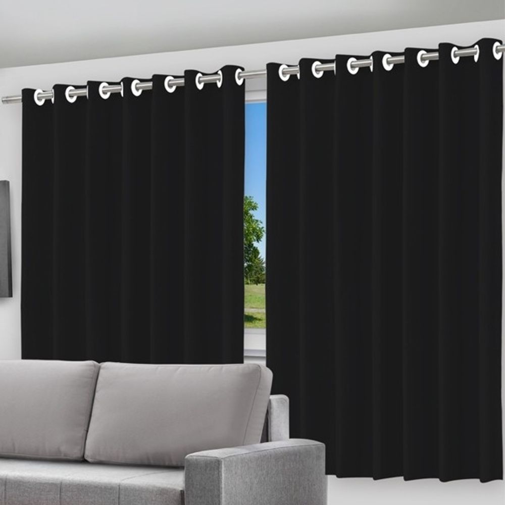 Cortina Blackout Preto com ilhos - 280x220cm - Imagem 2