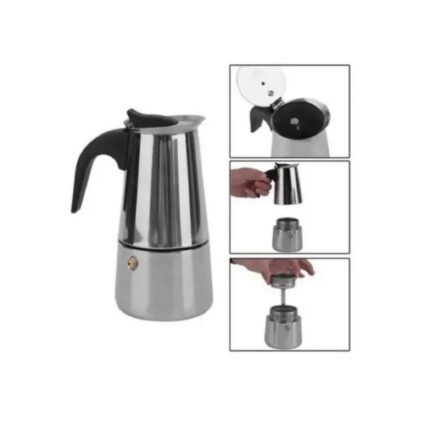 Cafeteira Italiana Inox 6 Xícaras - Casa, Café, Fogão, Resistente, Compacta