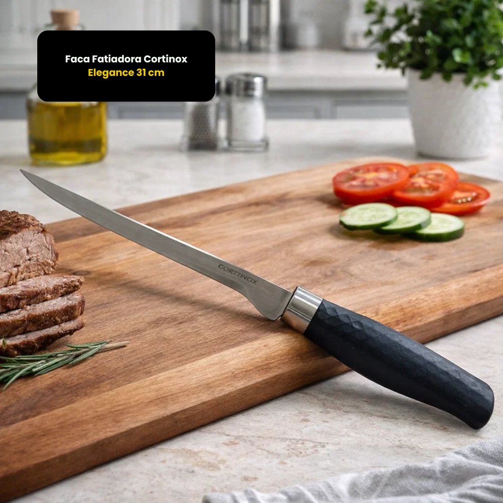 Faca Fatiadora Cortinox Elegance 31 cm Aço Inox Cabo Antiderrapante Cozinha - Imagem 4