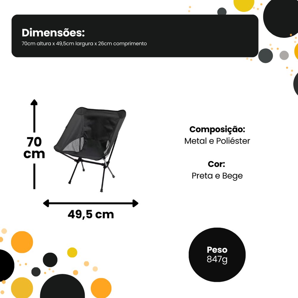Cadeira para Camping Portátil Dobrável Sortida com Estrutura de Aço e Bolsa de Transporte - Imagem 4