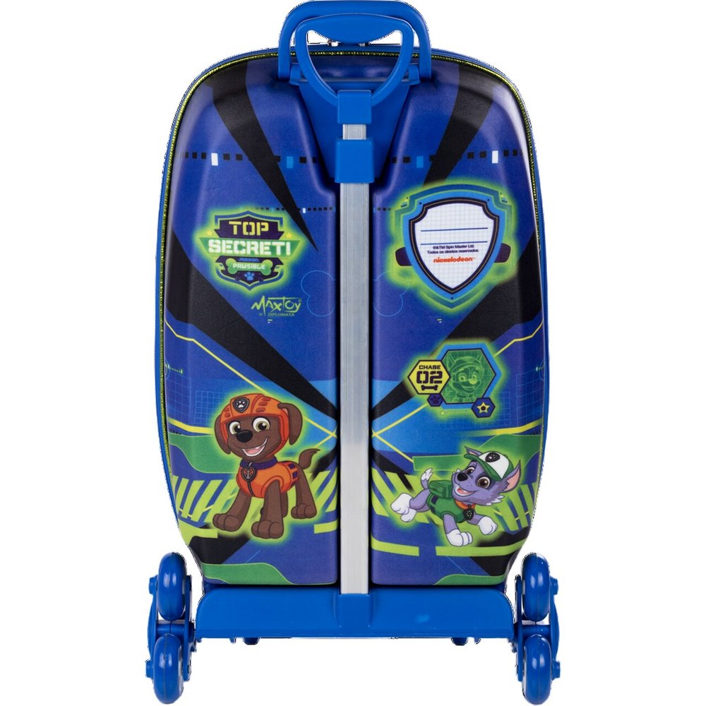 Mala Infantil Harry Patrulha Canina 3D com Rodinhas Azul Resistente Escolar Viagem - Imagem 4