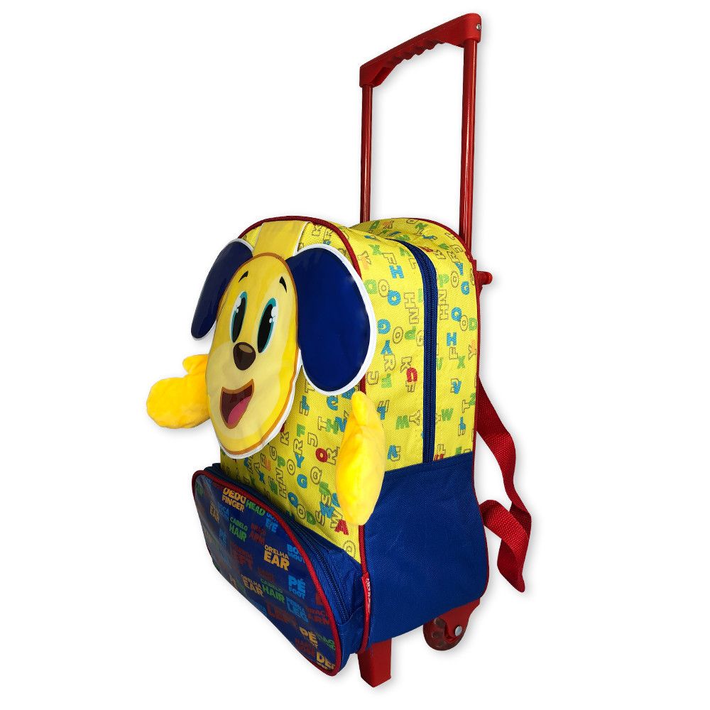 Mochila Infantil Escolar Cachorro com Rodinhas Amarela Resistente 16 Polegadas para Meninos e Meninas - Imagem 3