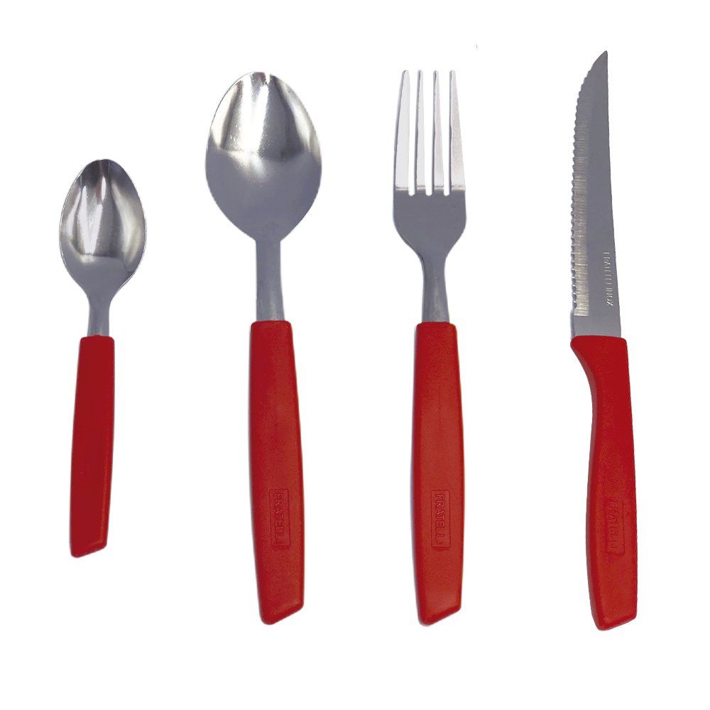 Conjunto Talheres Capri 25 Peças Aço Inox Vermelho Resistente Para Cozinha Mesa - Imagem 3