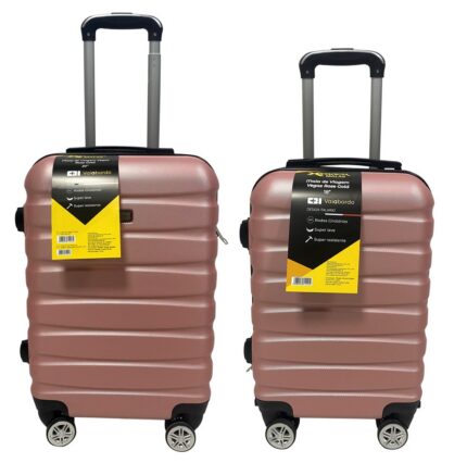 Kit 2 Malas de Viagem Com Rodinhas 18'' e 20'' - Rosa