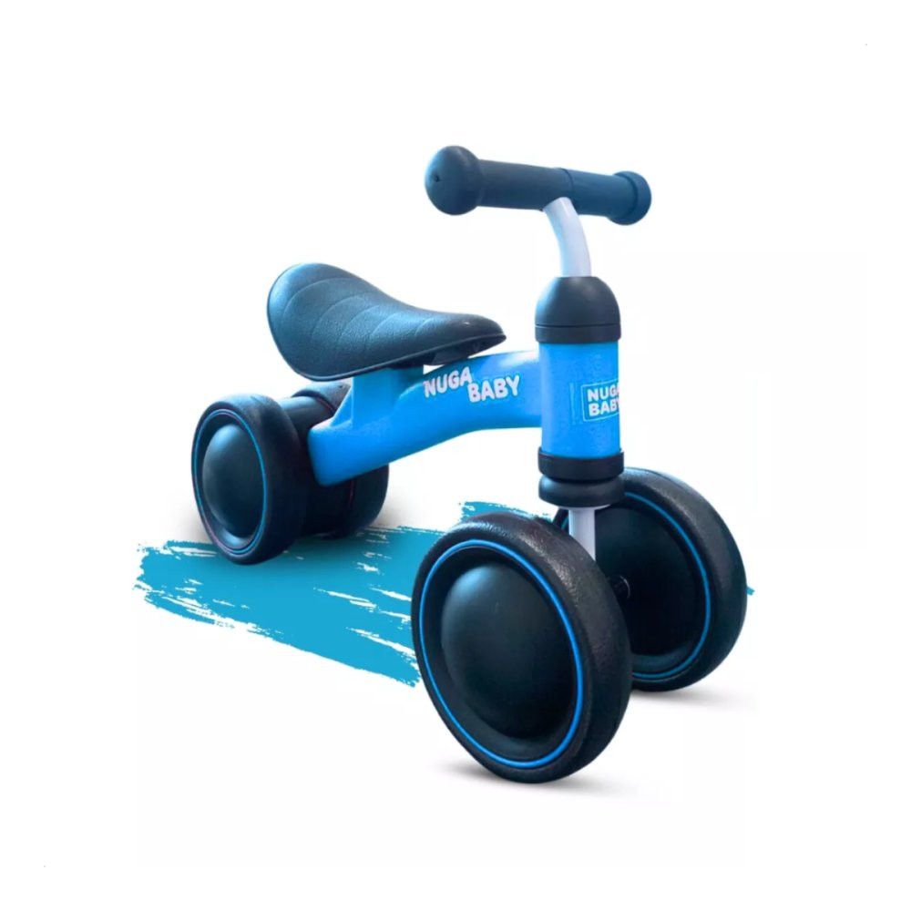 Bicicleta Infantil Sem Pedal 4 Rodas Azul Modelo Bike Segurança e Equilíbrio - Imagem 2