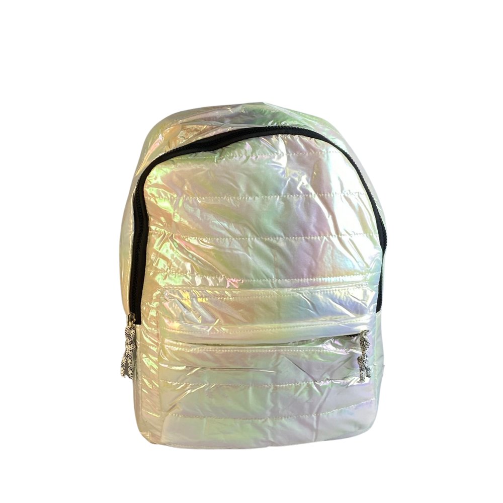 Mochila Holográfica Metalizada Sortida PVC Resistente Escolar Universitária 16L - Imagem 3