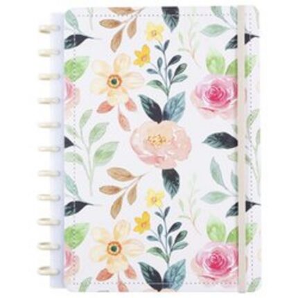 Caderno White Garden Médio M Disco Reposicionável Capa Dura Disko